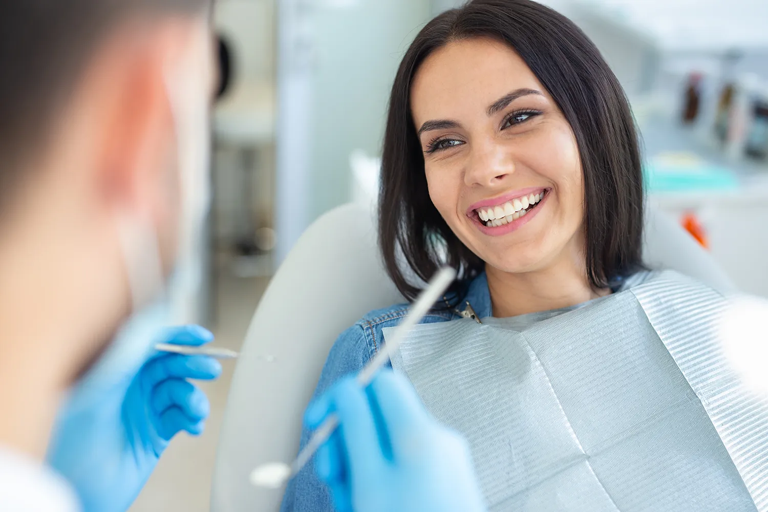 Patient smiling during a dental appointment